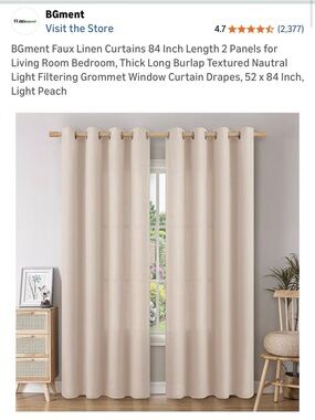 Light Peach Curtains - 2 Panel Set